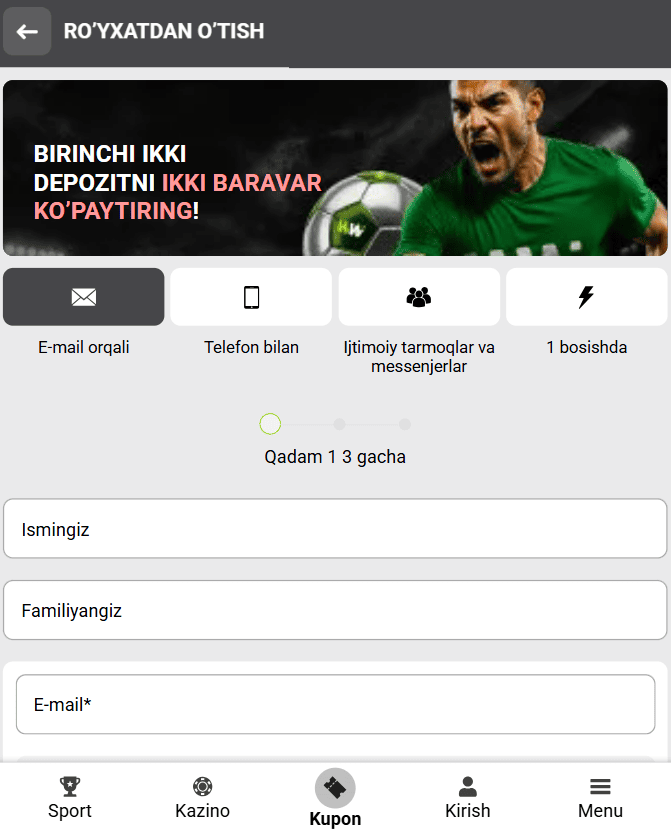 WinWin O'zbekistonda ro'yxatdan o'tish